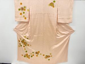 アンティーク　亀甲に菊笹橘模様刺繍着物
